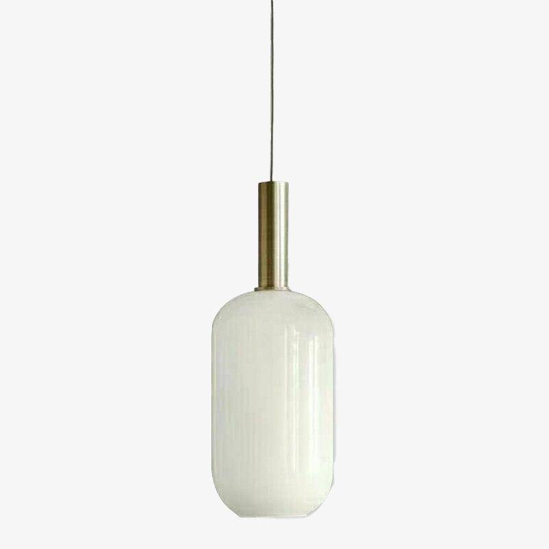Suspension moderne LED avec abat-jour oval blanc et métal doré Loft