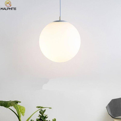 Suspension design à LED en verre blanc Loft