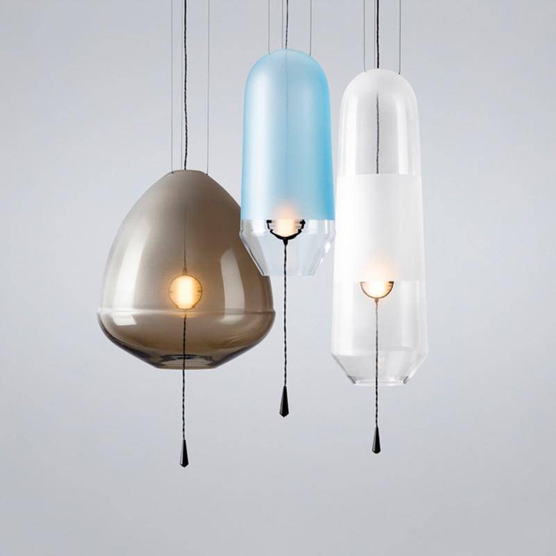 Suspension LED design formes en verre coloré Loft