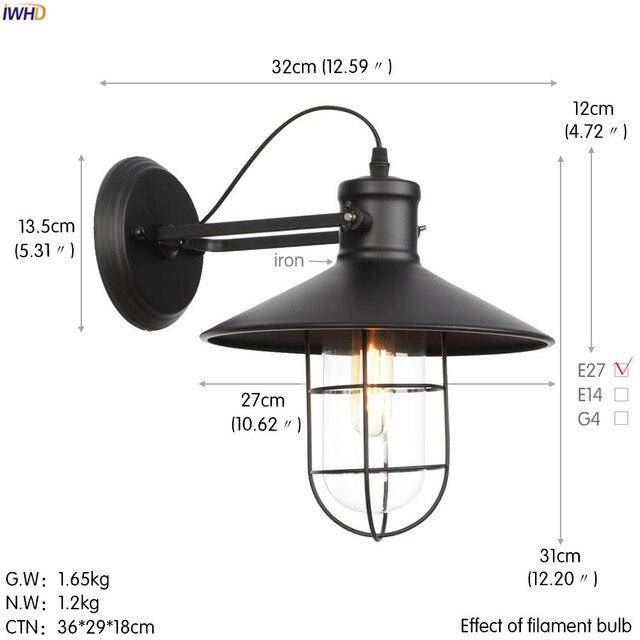 Applique murale rétro LED en métal avec ampoule en verre style industriel Edison