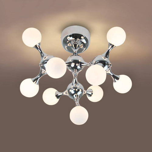 Plafonnier chromé à LED style molécule moderne