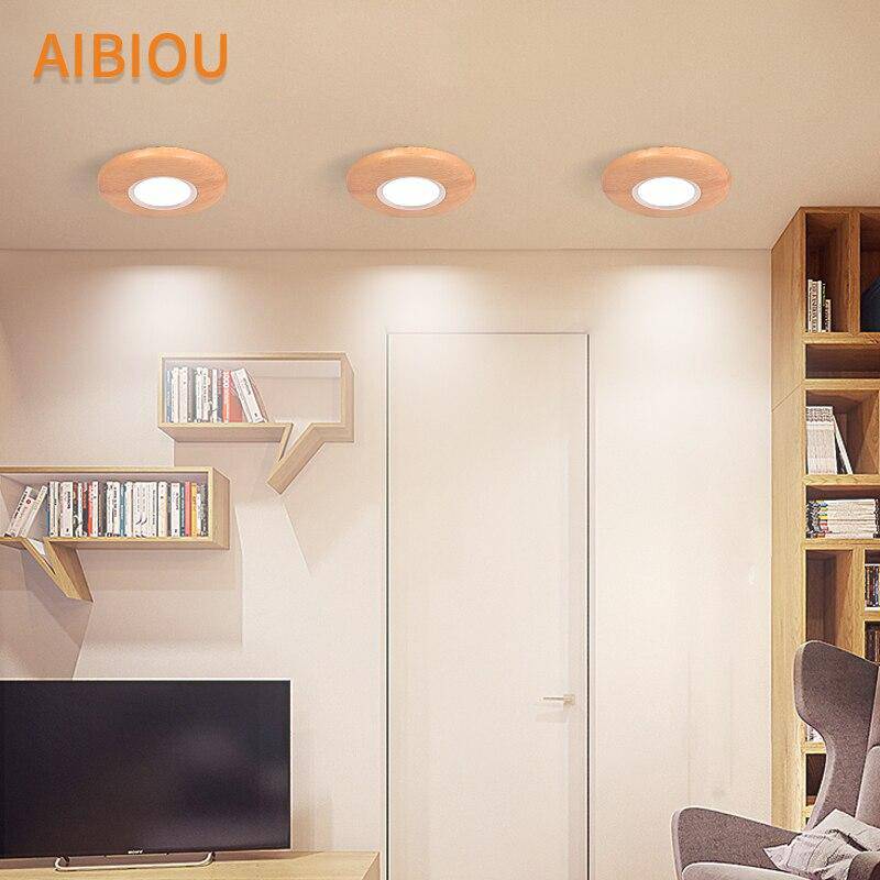 Plafonnier à LED spot en bois Aibiou