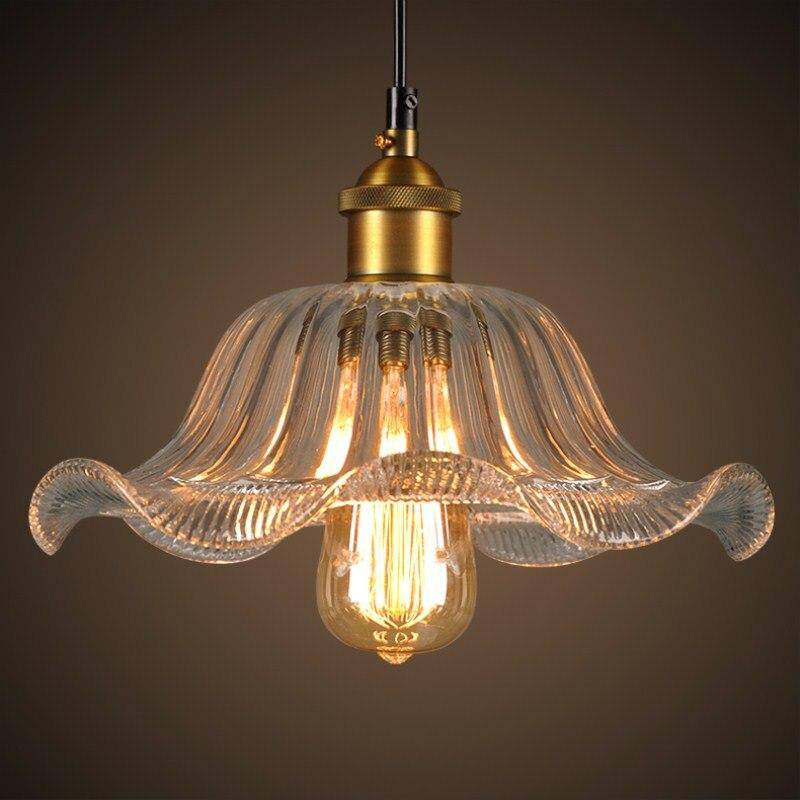 Suspension en verre et base doré Vintage