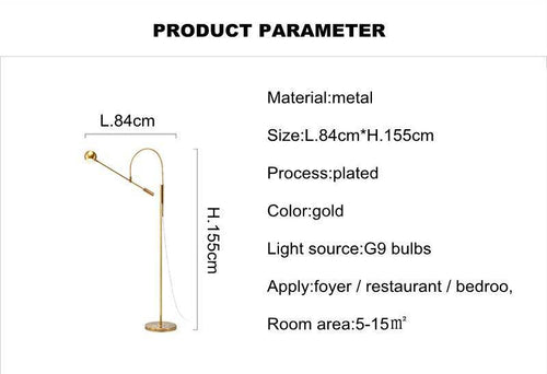 Lampadaire design doré arrondi Designer