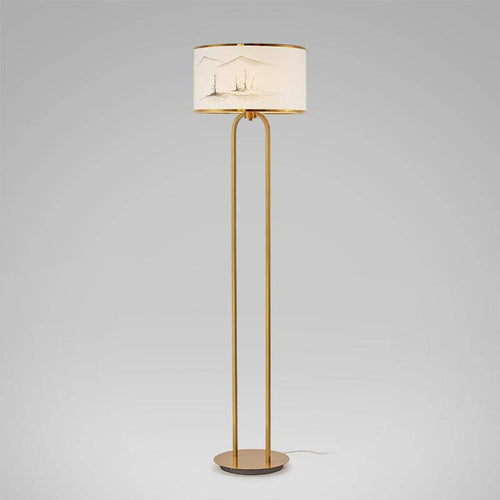 Lampadaire moderne doré avec abat-jour dessiné Japanese