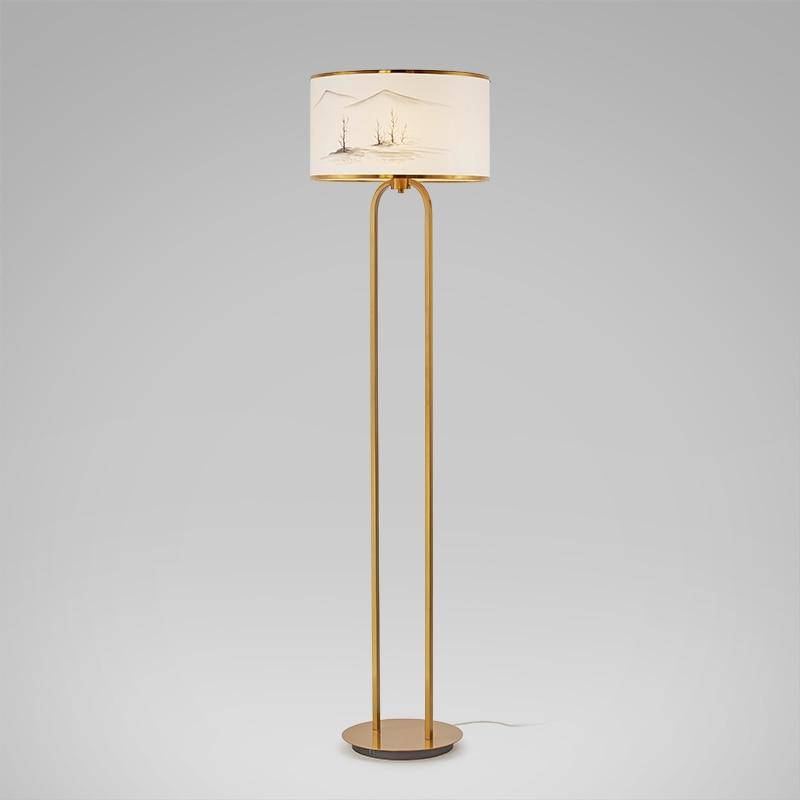 Lampadaire moderne doré avec abat-jour dessiné Japanese - vue 7 sur 6