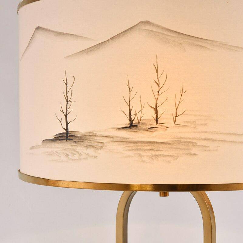 Lampadaire moderne doré avec abat-jour dessiné Japanese - vue 3 sur 6