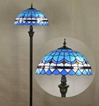 Lampadaire tiffany en verre vitrail bleu Mediterranean