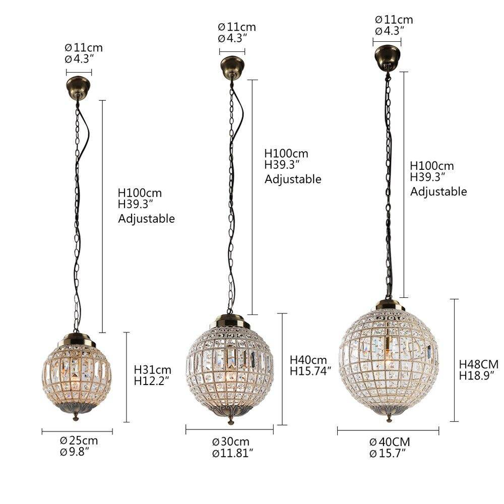 Suspension rétro à LED boule en verre cristal Luxury - vue 3 sur 7