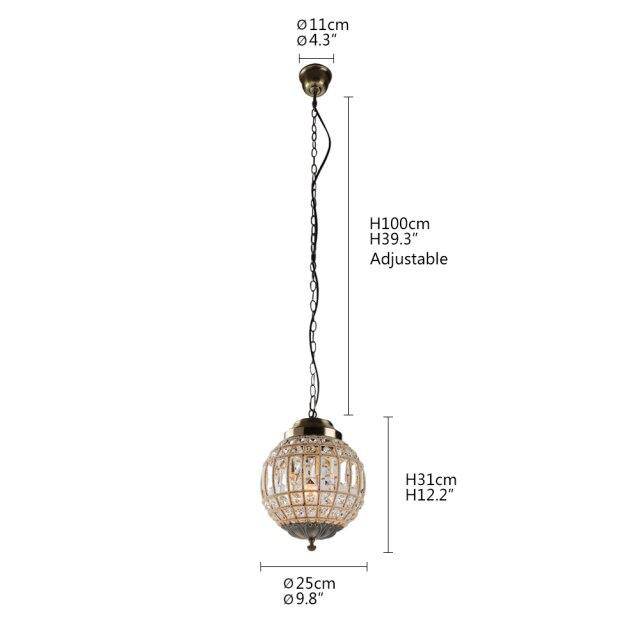 Suspension rétro à LED boule en verre cristal Luxury - vue 7 sur 7