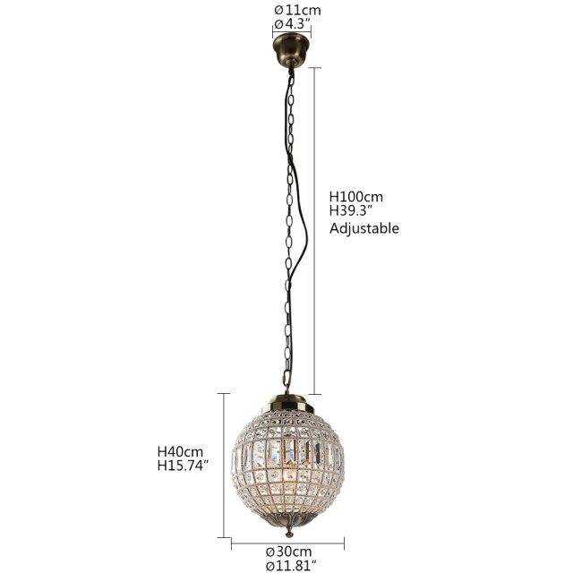 Suspension rétro à LED boule en verre cristal Luxury - vue 6 sur 7