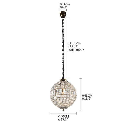 Suspension rétro à LED boule en verre cristal Luxury