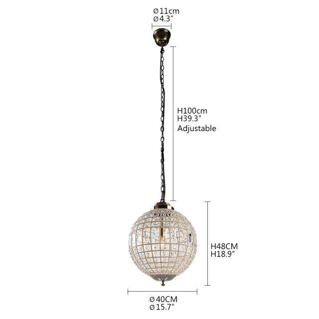 Suspension rétro à LED boule en verre cristal Luxury - vue 5 sur 7