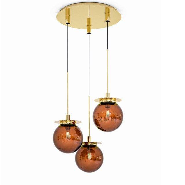 Suspension design en verre et base dorée Modern - vue 9 sur 11