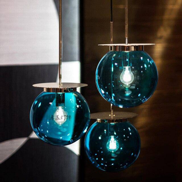 Suspension design en verre et base dorée Modern - vue 10 sur 11