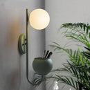 Applique murale LED design avec pot et boule en verre