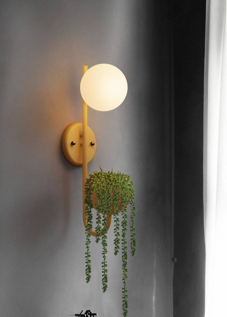 Applique murale LED design avec pot et boule en verre - vue 5 sur 5