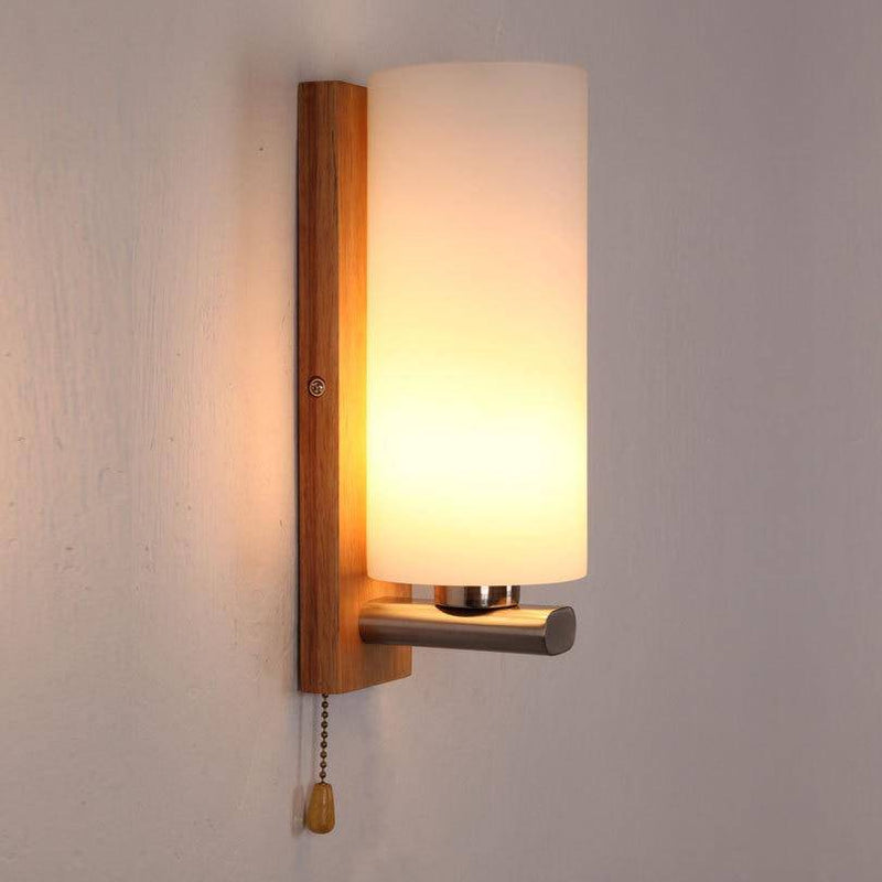 Applique murale en bois et abat-jour en verre Ashtree