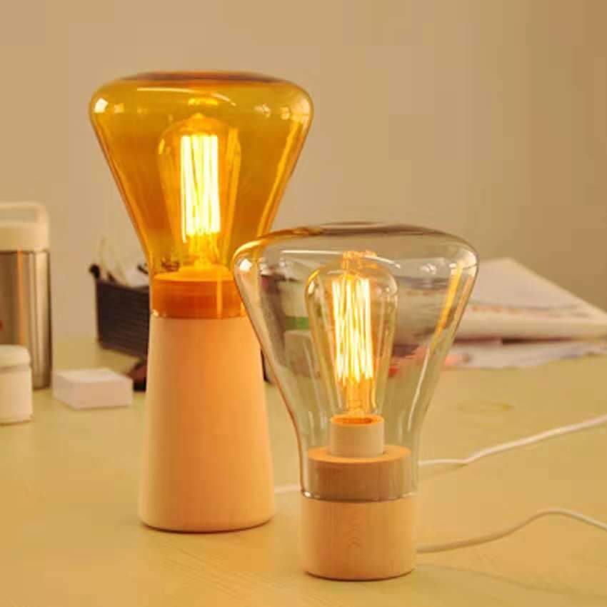 Lampe à poser design en verre et bois Aurora - vue 5 sur 5