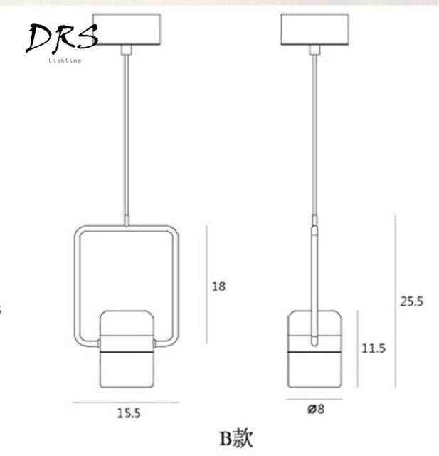 Suspension design en aluminium carré doré à LED avec lampe - vue 9 sur 12