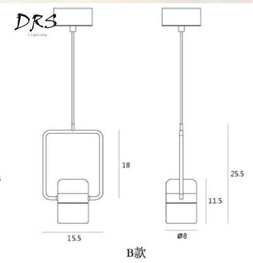 Suspension design en aluminium carré doré à LED avec lampe