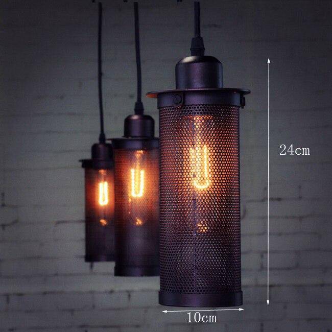 Suspension vintage et industrielle avec grillage - vue 6 sur 7