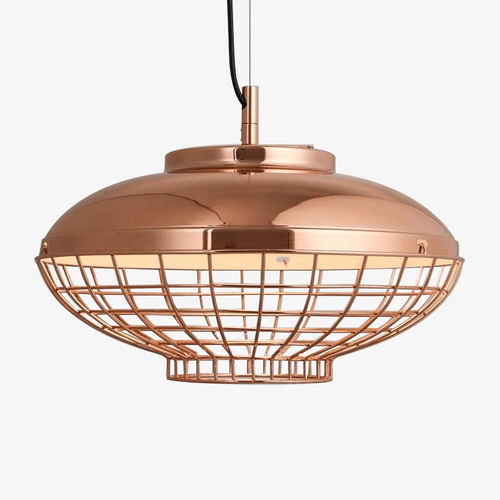 Suspension chromé style cuivre en cage Vintage