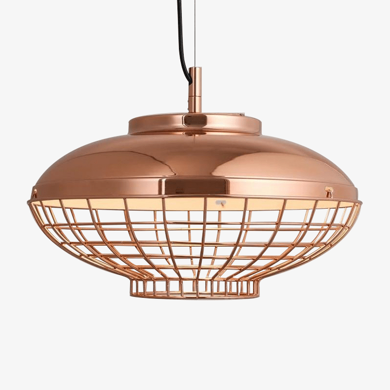 Suspension chromé style cuivre en cage Vintage