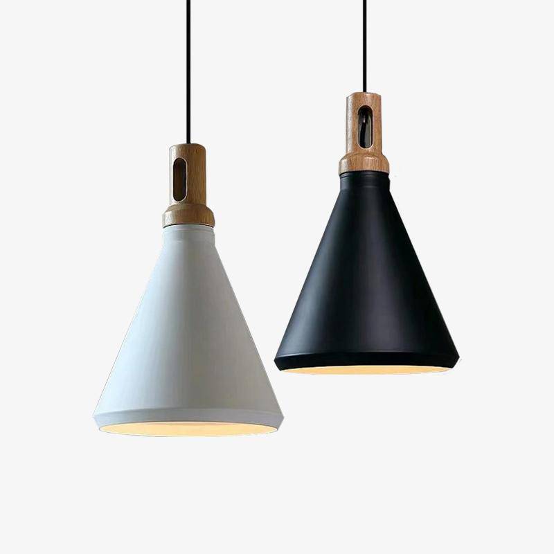 Suspension conique en aluminium et bois Nordic
