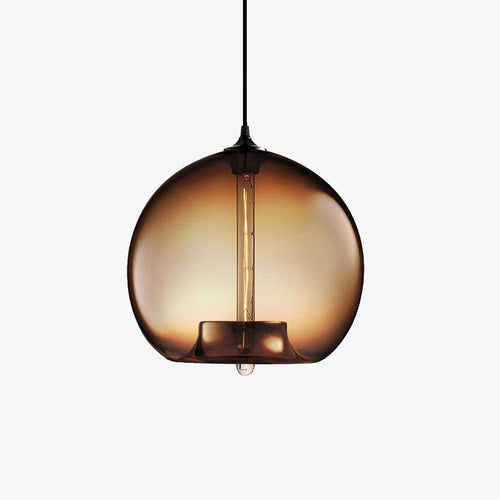 Suspension design à LED avec boule en verre de couleur