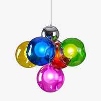 Suspension design à LED chromé et verre moderne Stained