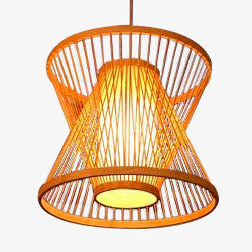 Suspension design cage en bambou Rattan