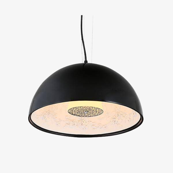Suspension design demi sphère avec gravure fleurie intérieur
