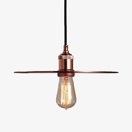 Suspension design disque chromé or rose