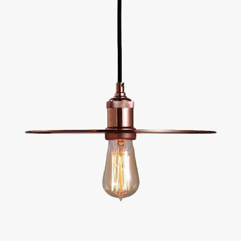 Suspension design disque chromé or rose