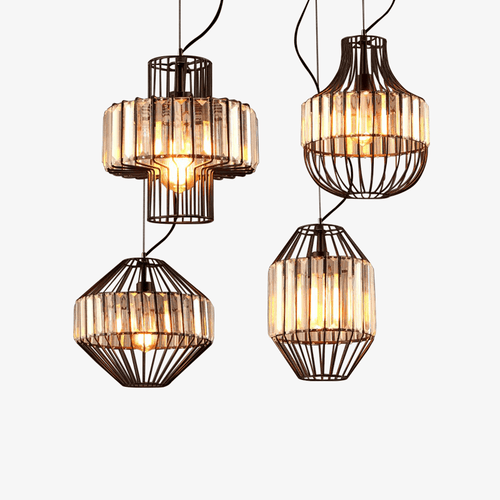 Suspension design en cristal à LED rétro Vintage