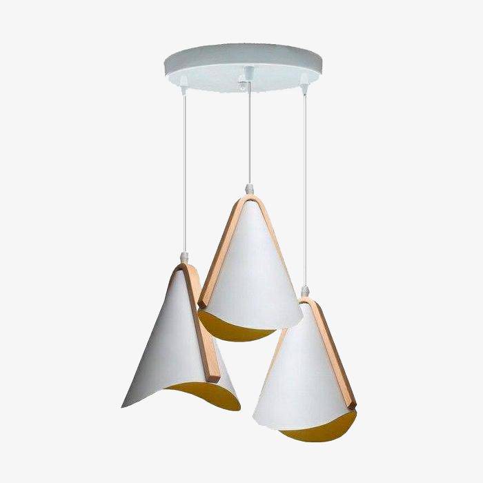 Suspension design en métal blanc et bois Nordic