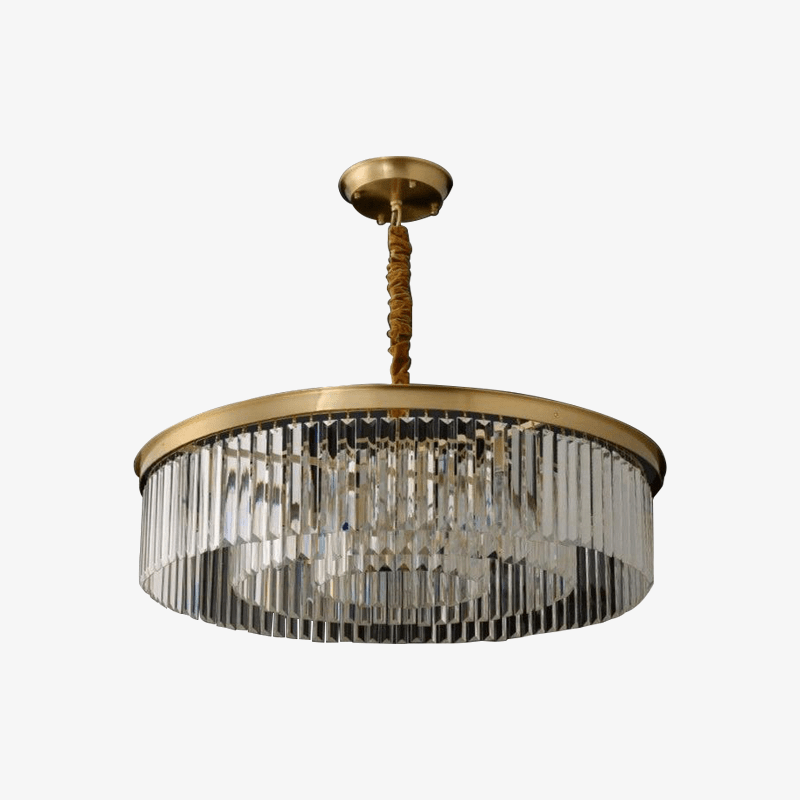 Suspension design LED abat-jour rond en verre et bordure dorée Luxury
