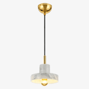 Suspension design LED avec abat-jour arrondi en marbre blanc et doré