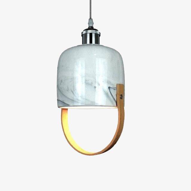 Suspension design LED avec abat-jour en marbre blanc Loft - vue 2 sur 8