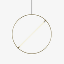 Suspension design LED avec cercle doré et tube lumineux Creative