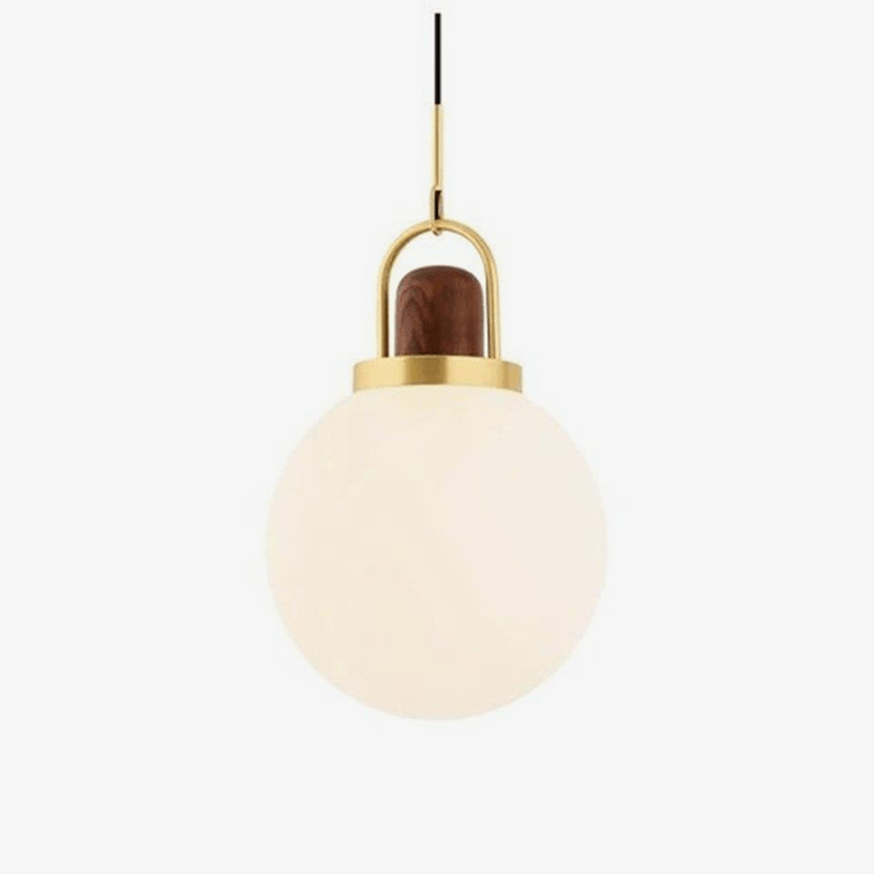 Suspension design LED boule en verre et métal doré style wood