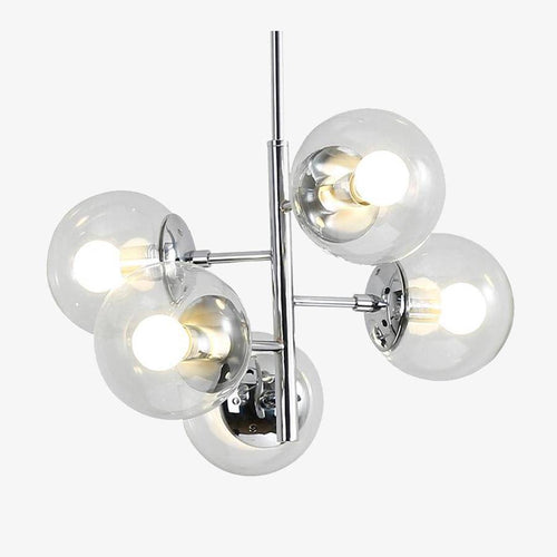 Suspension design LED chromée et boule en verre