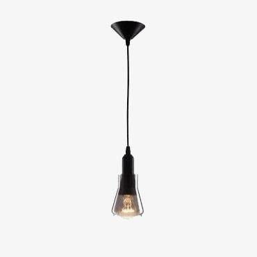 Suspension design LED noire avec abat-jour arrondie en verre