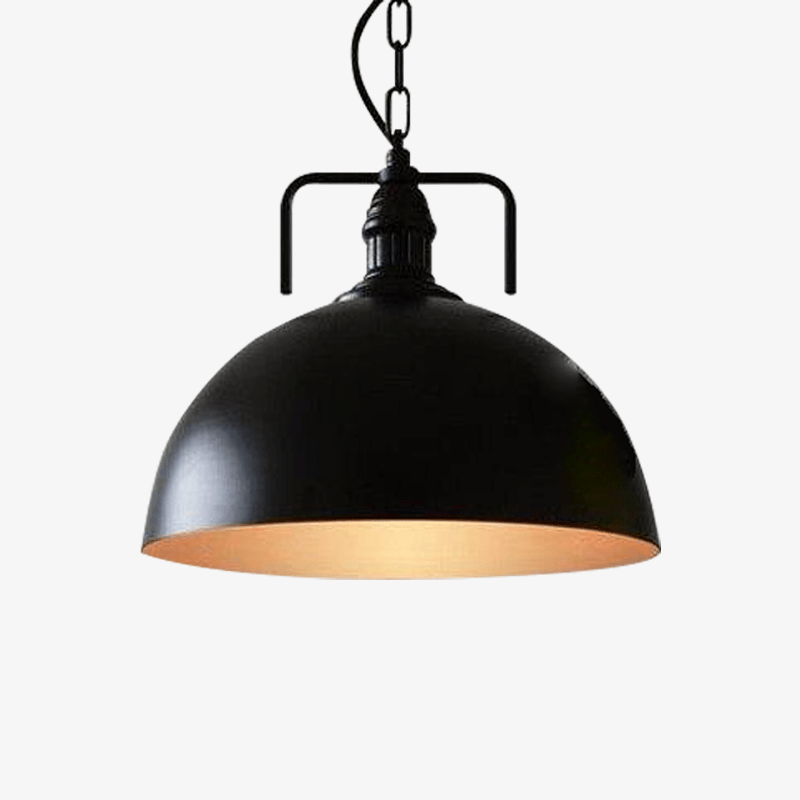 Suspension industrielle LED avec abat-jour arrondi en métal