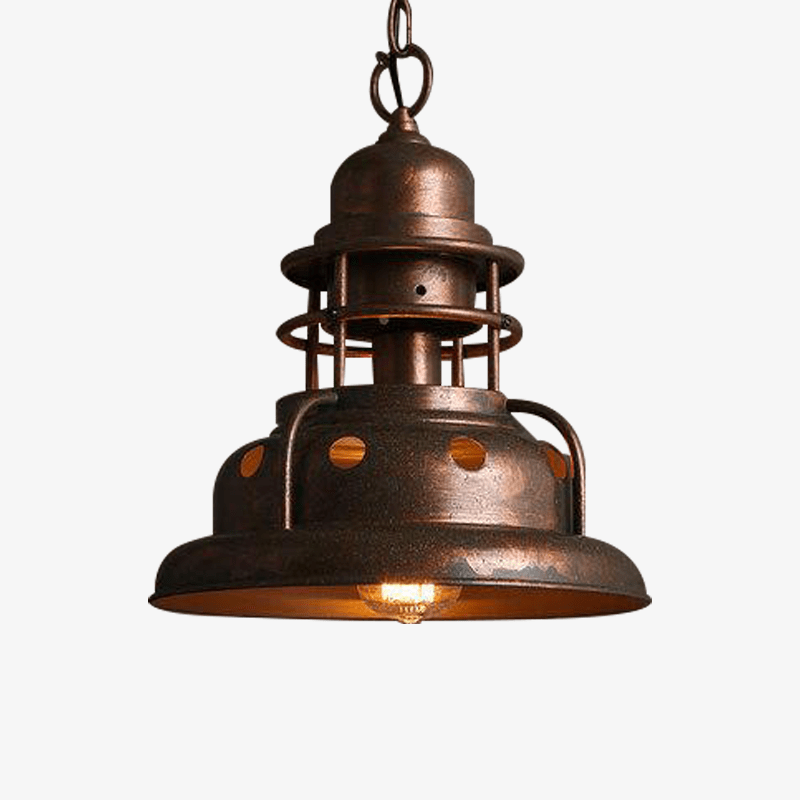 Suspension industrielle LED avec abat-jour cuivré