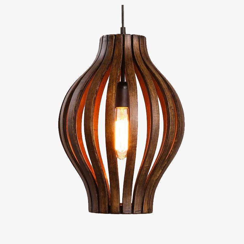 Suspension industrielle rétro style rustique cage en bois