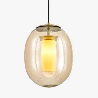 Suspension LED design bulle en verre colorée fumée