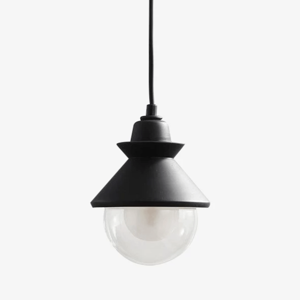 Suspension LED design triangle en métal et boule en verre