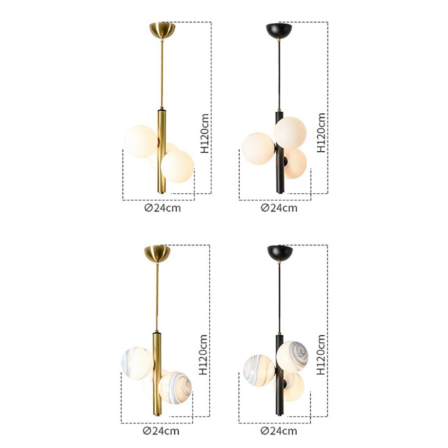 Suspension moderne LED avec 3 globes en verre Lluna - vue 10 sur 14